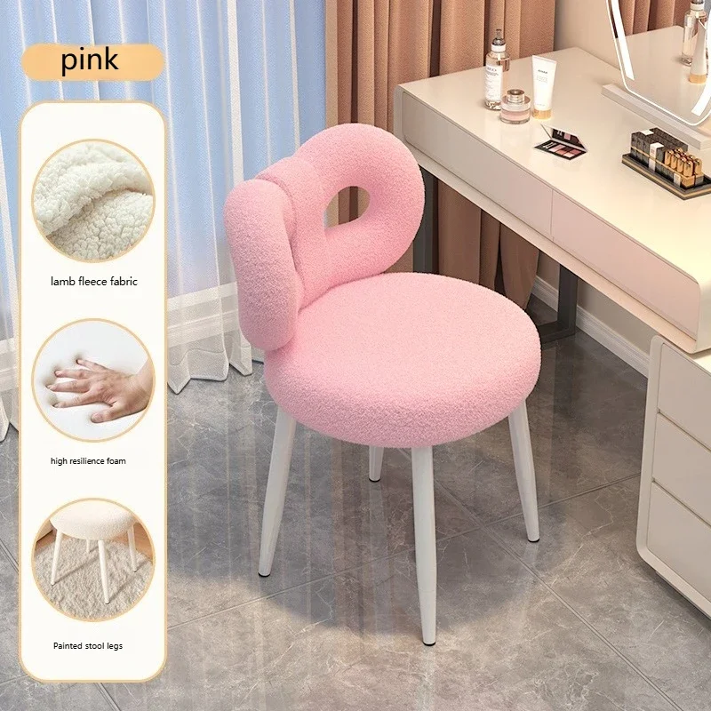 

Стул для макияжа, зимний теплый туалетный столик для спальни, минималистичный женский стул для маникюрного салона, стул со спинкой для отдыха с галстуком-бабочкой