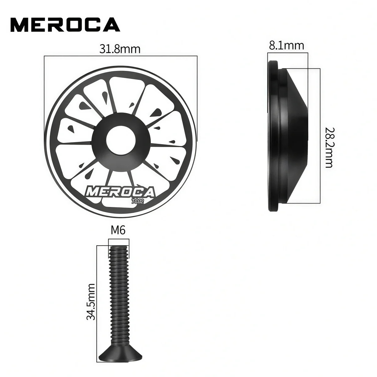 MEROCA 7075 CNC Aluminum Bicycle Headset Top Cap For MTB & Road Bike– Universal Fit 1-1/8" Threadless