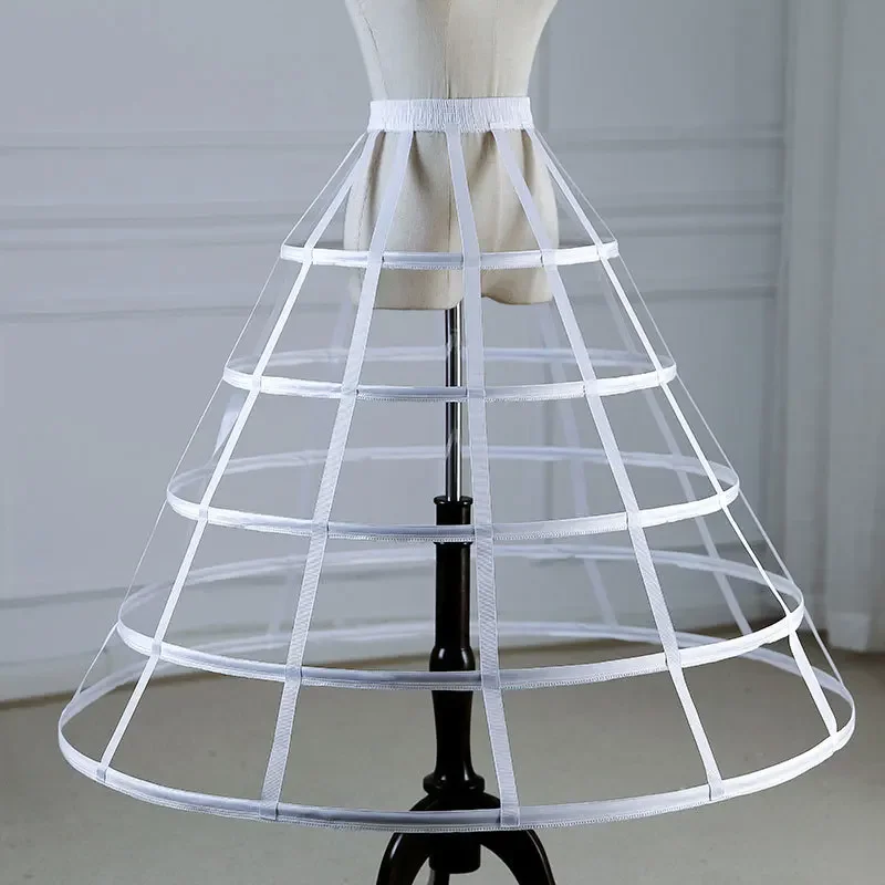 White 5 Hoops Crinoline Long Hollow Cage  Biggest Petticoat Ball Gown Underskirt  Wedding Accessories 2023