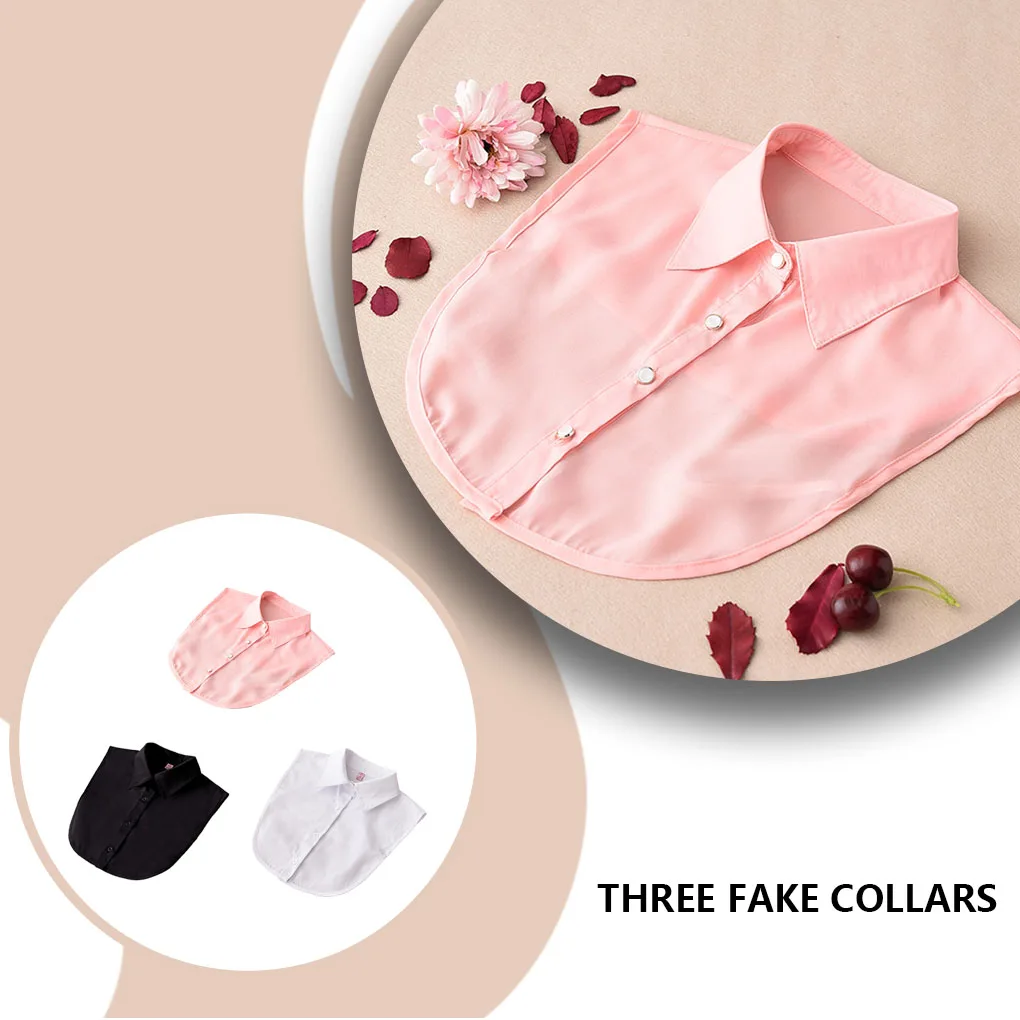 

3pcs Fake Collar Detachable Black Dickey Tops Minimalist Shirt False Comfortable Attractive Men Leisure Daily Commute