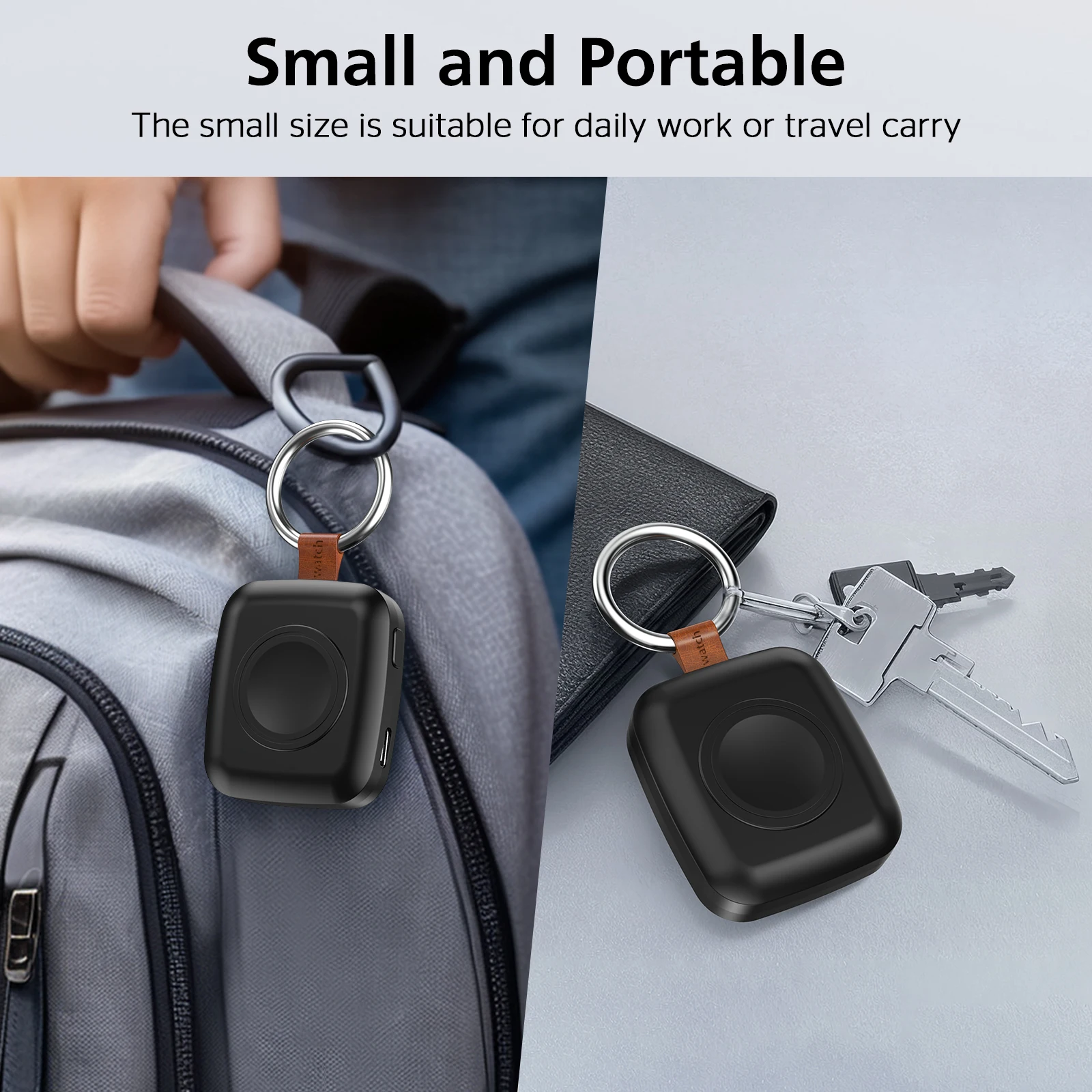 بنك طاقة لاسلكي مغناطيسي صغير بقدرة 1200 مللي أمبير في الساعة لسلسلة ساعات Apple من النوع C وكابل شاحن سريع وبنك طاقة متنقل محمول