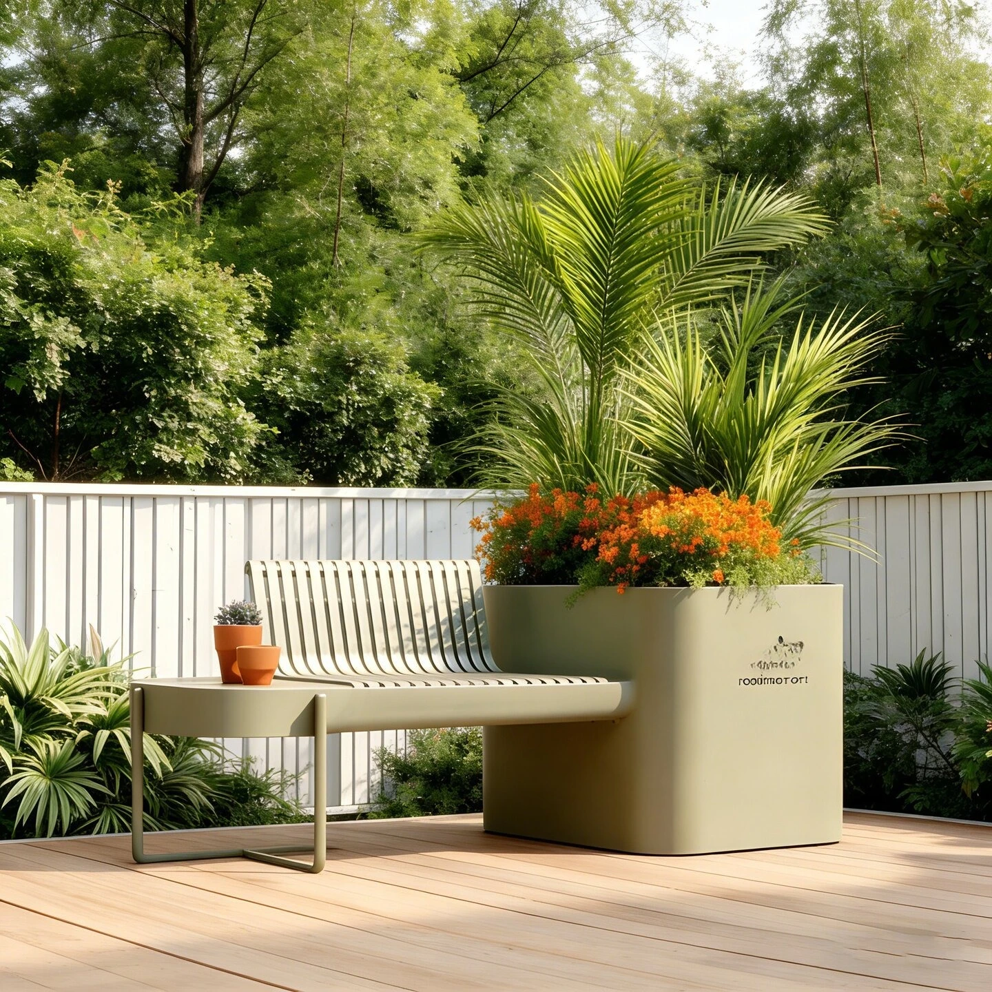 Light luxury creative metal bench courtyard multi-functional integrated flower box stool Internet celebrity homestay planting