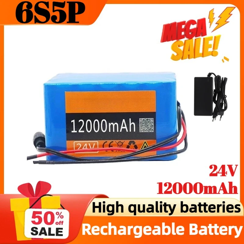 

6S5P 24V 12000mAh Lithium Rechargeable Battery Pack Capacity Fishing Lights Xenon Lamp Loudspeakers with 25.2V Charger