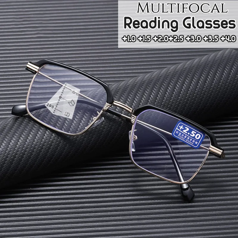 

Luxury Multifocal Reading Glasses Blue Light Blocking Presbyopia Eyewear Progressive Bifocal Near Far Eyeglasses for Women & Men