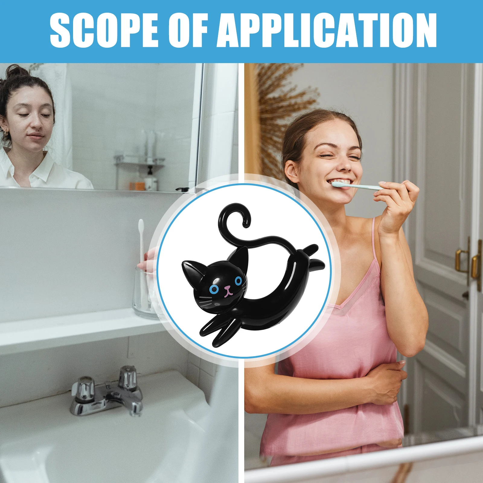 

s Cat Shaped Suction Towel Rack Bathroom Holder No Drill Black Simple Kitchen Shower Bath Towel Hanger Storage ganizer