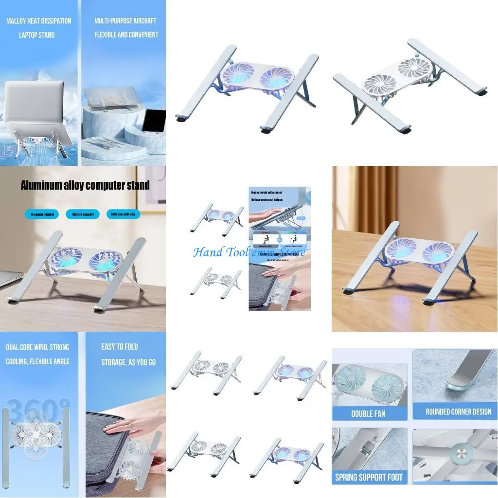 

H37F Aluminum Alloy Laptop Cooling Pad Adjustable Notebook Stand Support for Desk Use Bracket for 13-21inch Laptop Holder