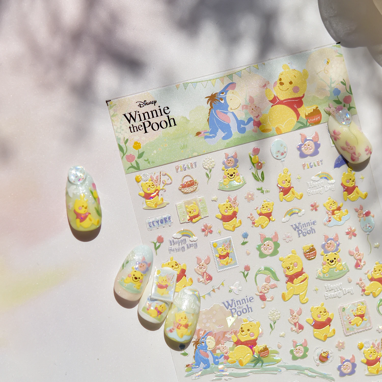 

1PCS Embossed Disney Nail Art Stickers Tigger Winnie the Pooh Self-Adhesive Hologram Nail Parts Cute Strawberry Bear Nail Charm