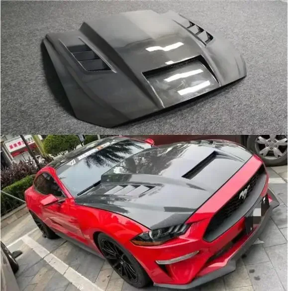 

New！ For Ford Mustang 2015 2016 2017 2018 2019 2020 2021 2022 Real Carbon Fiber Car Front Engine Hood Vent Cover