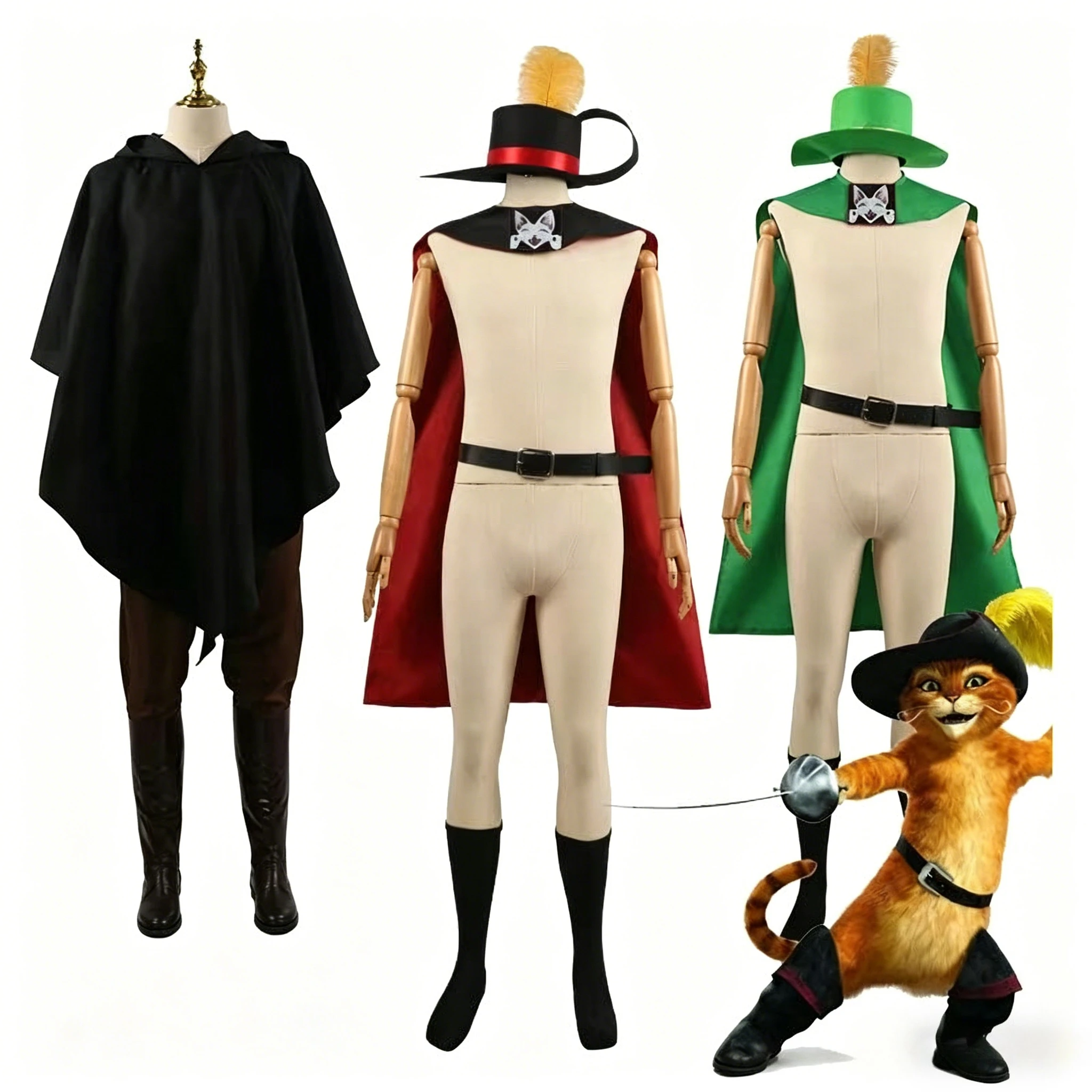 

Anime Puss in Boots Cosplay Costume for Kids Adults Cartoon Cat Costume Cloak Set Halloween Masquerade Carnival Party Outfits