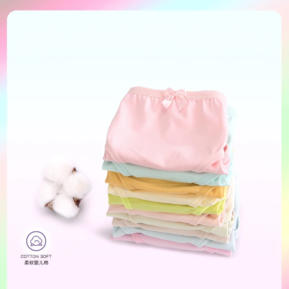 4PC/Set Solid Cotton Kids Underwear 95% Cotton Briefs Candy Color Fashion Student Pants for Girls 3-12 Years 110-170