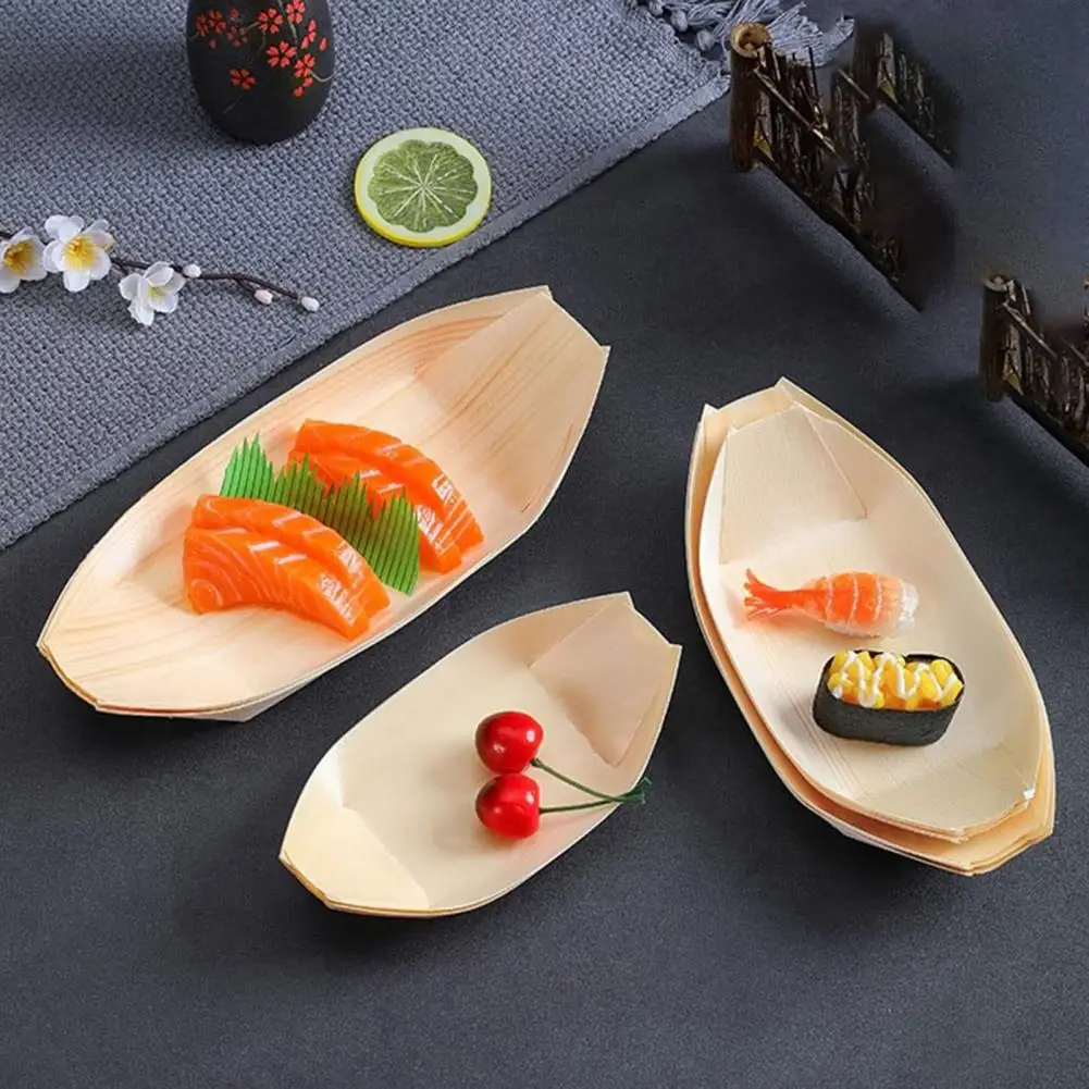 Sushi Serving Container 100Pcs Compact Disposable Smooth  Dessert Salad Appetizer Food Serving Boat Party Supplies