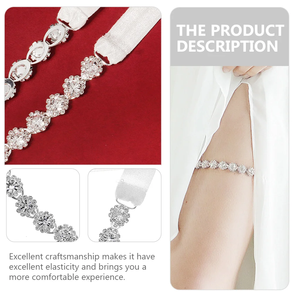 Anel de perna de noiva strass flor ligas elásticas para vestido de casamento faixa de coxa de noiva decoração de perna strass