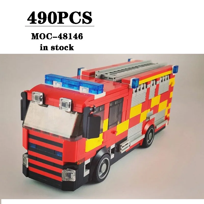 

Building Blocks MOC-48146 Fire and Rescue Engine Pump Ladder 490PCS Construction Model Children's Birthday Gifts Christmas Toys