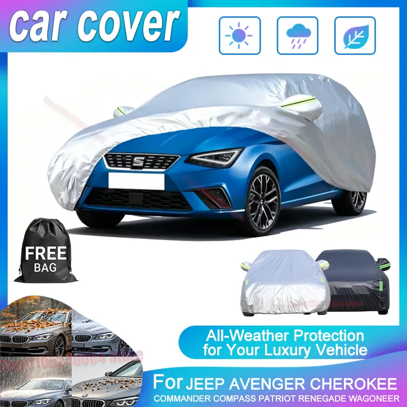 For JEEP Avenger Cherokee Commander Compass Patriot Renegade Wagoneer Full Car Cover Waterproof UV Resistant Dustproof Vehicle