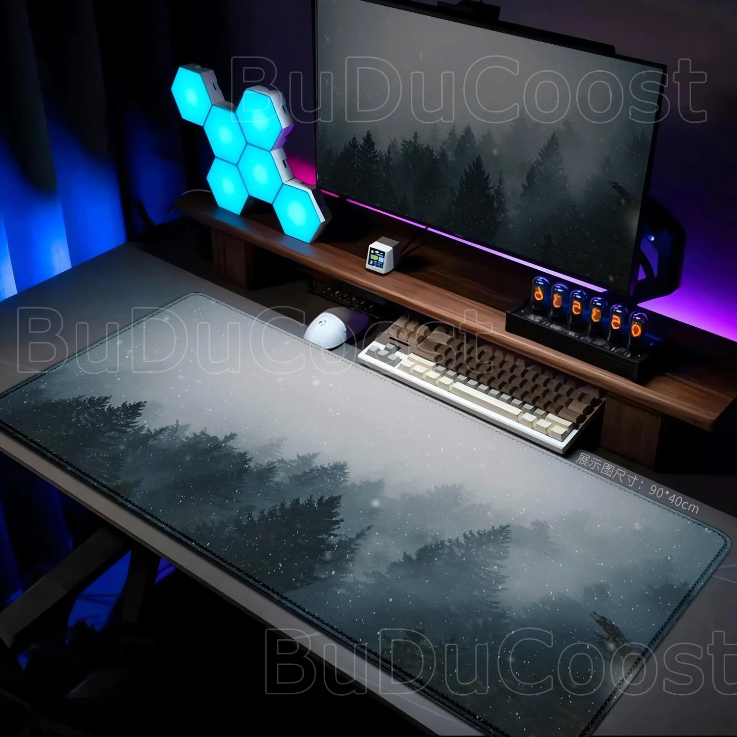 

New Gray Forest Mountain View Table Cushion Mouse Pad Large Gaming Non-slip Seamed Extend Pads Gamer Keyboard Office Accessories