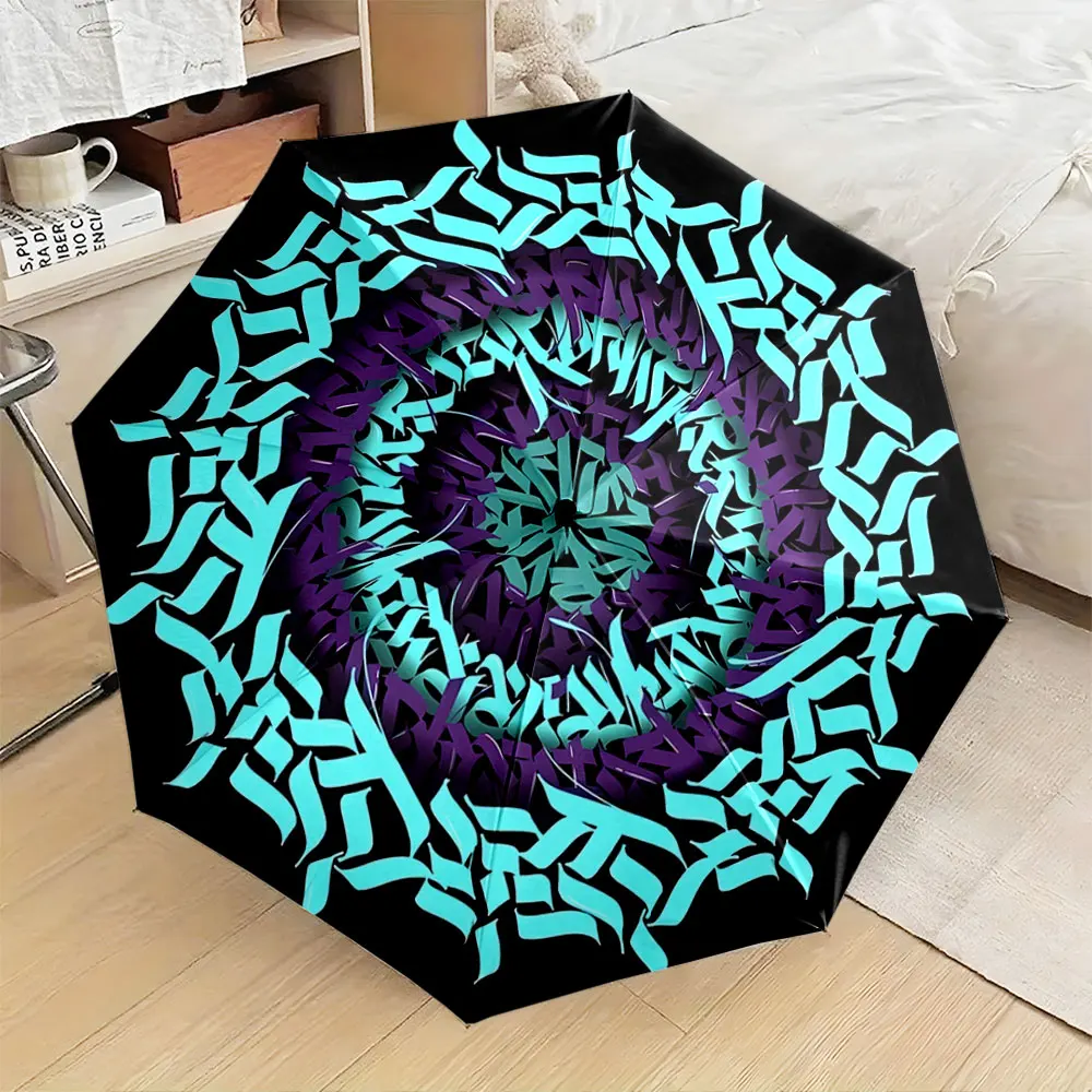 1PC Abstract Patterned Umbrella with Vibrant Colors Print 8 Iron Ribs Folding Umbrella Auto-Open Fashion Sunshade