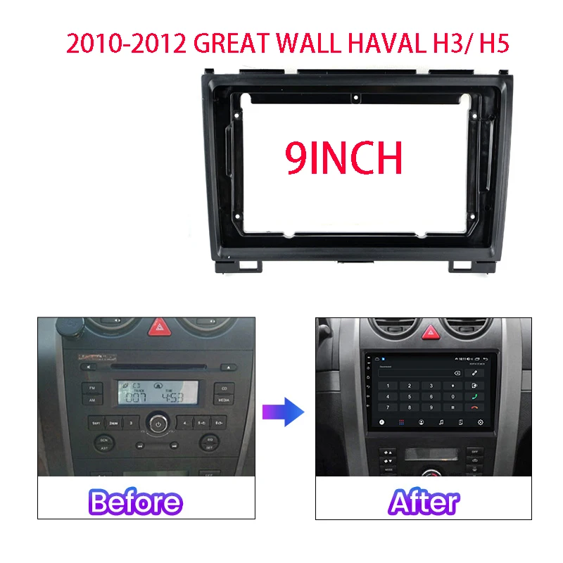 

9INCH Car Audio Face Plate Fascia Frame For Great Wall Haval H3 / H5 Screen Radio Stereo Panel Dash Mount Refitting Kit