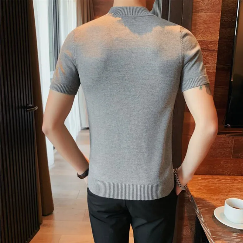 2022 Summer Pullover Men Knitwear Men Sweater Men Streetwear Sweater Male Knitwear Man Neck Short Sleeve Sweater Round S-4XL