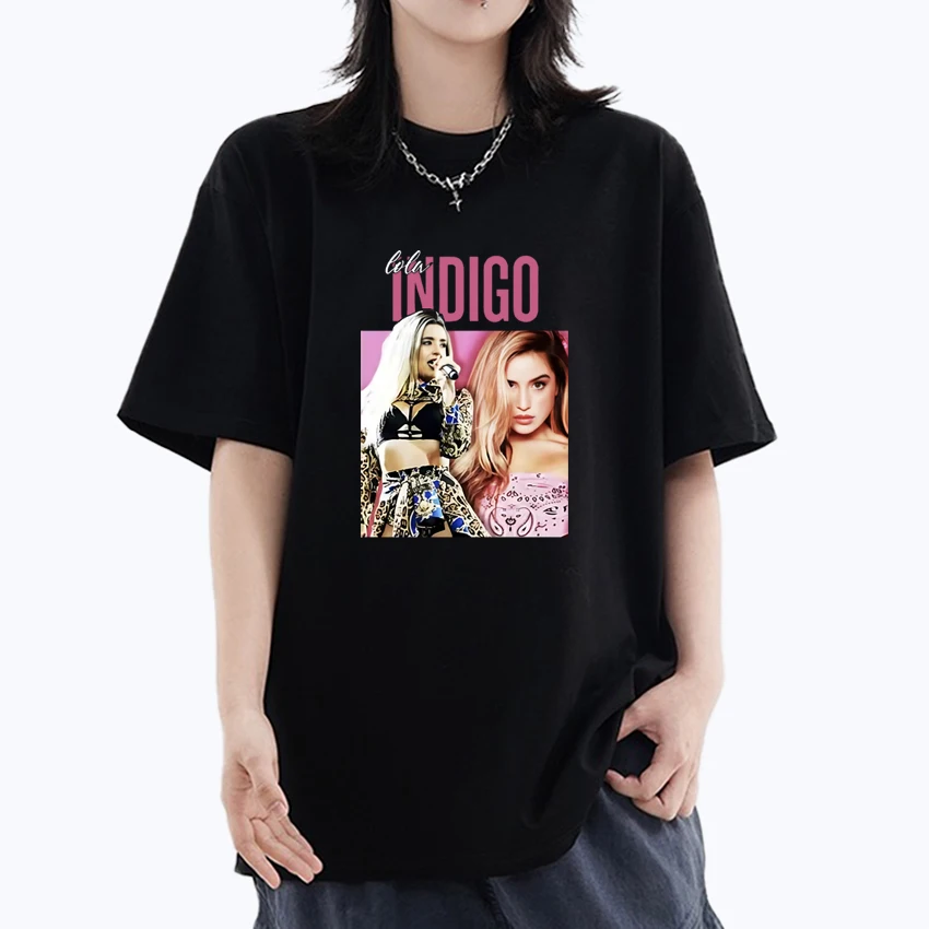 

2025 Hot Fashion Singer Lola Indigo Tour Graphic streetwear Oversized t-shirt Men Women 100% Cotton short sleeve Unisex t-shirts