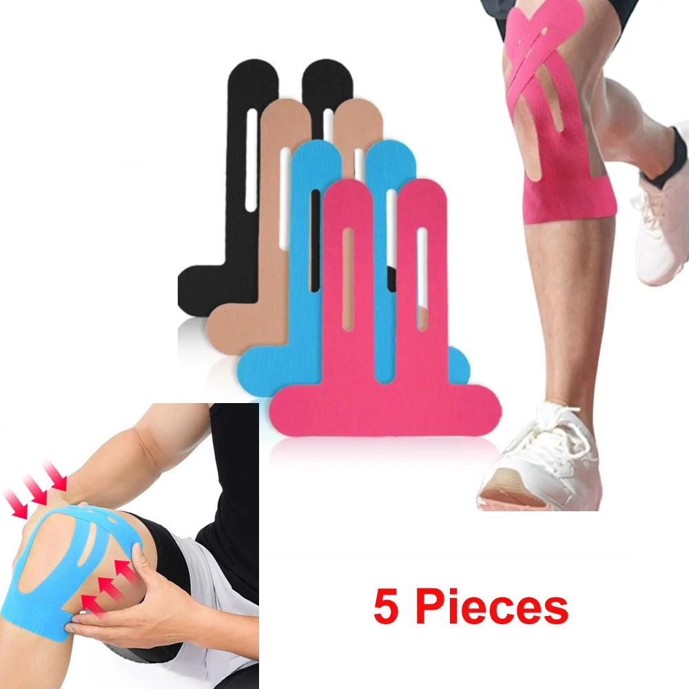 5x Kinesiology Tape for Knee Sport Protection Elastic Patches Breathable Precut Knee Athletic Tape for Shoulder Muscle Support.