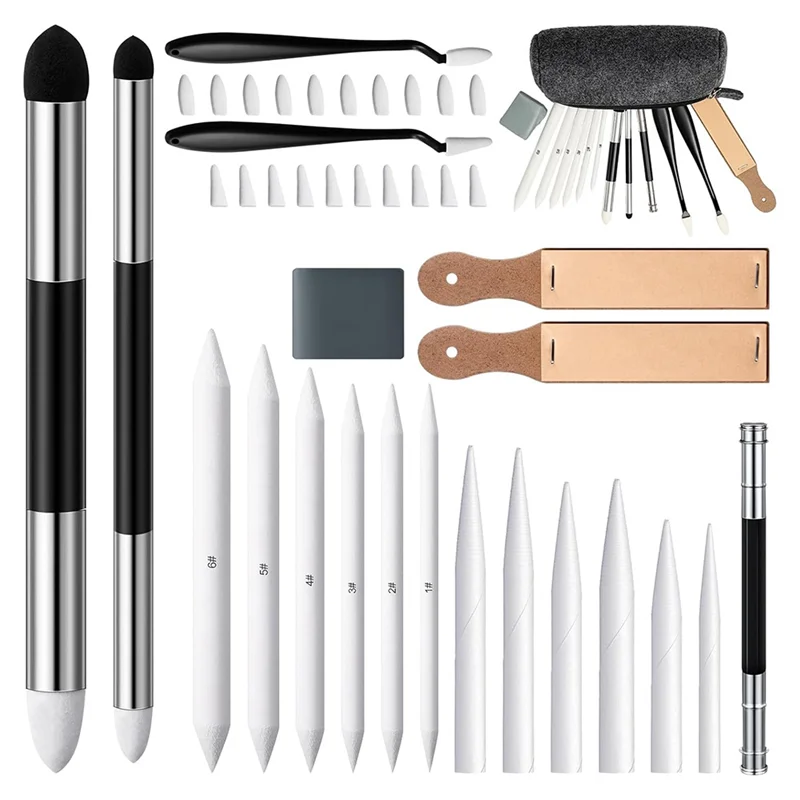 

Набор пней для смешивания ABBP, 40 шт., инструменты для рисования эскизов, аксессуары с наждачной бумагой, точилка для карандашей, удлинитель, ластики