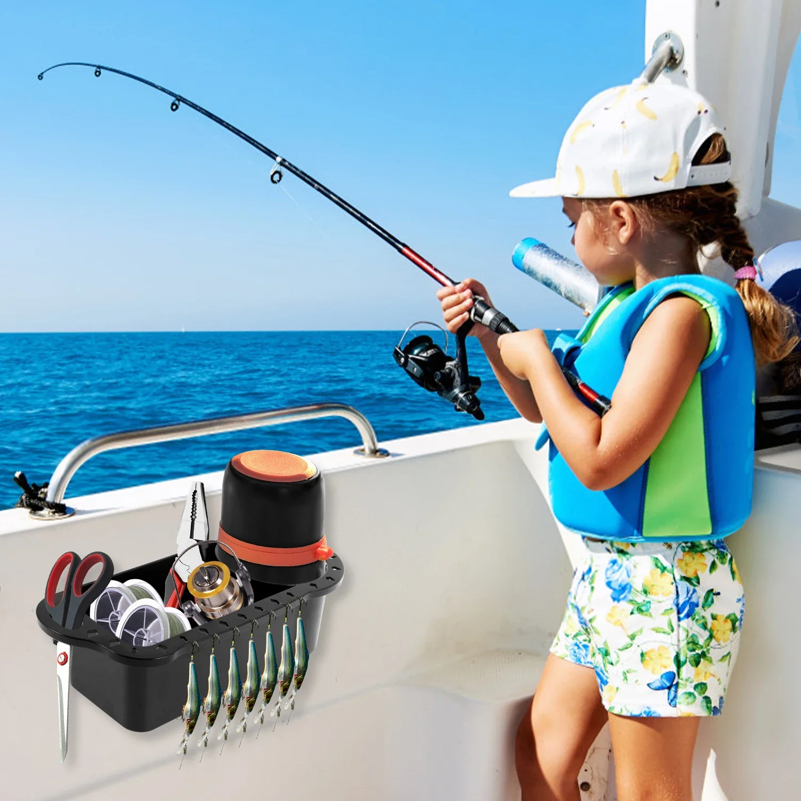 Boat Cup Holder Multifunctional Marine Cup Holder Phone Drink Box Organizer Fishing Cabin Tools Storage Tray Fishing Accessories