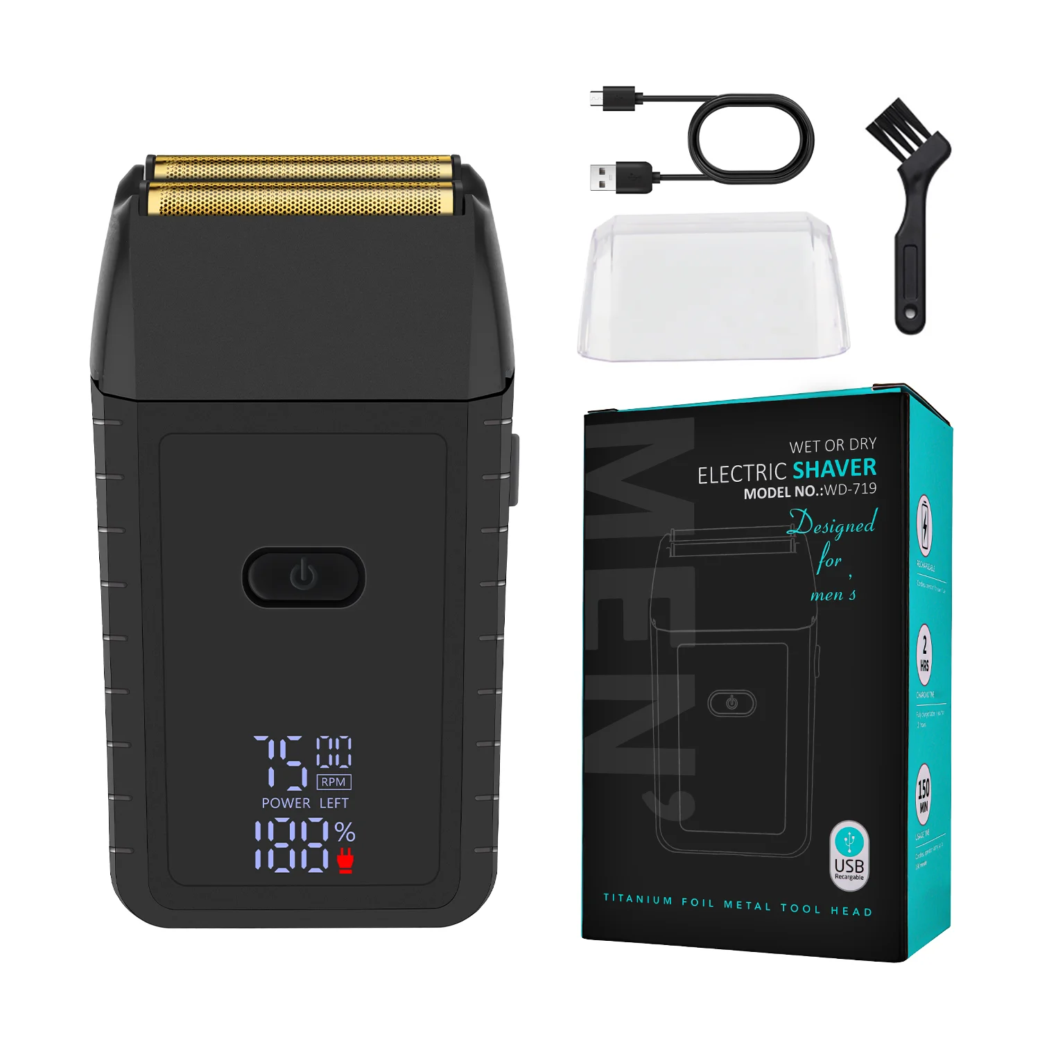 

HIENA USB Charging Electric Shaver Additional Cutter Head Reciprocating Twin Blade Razor Shaver Beard Trimmer