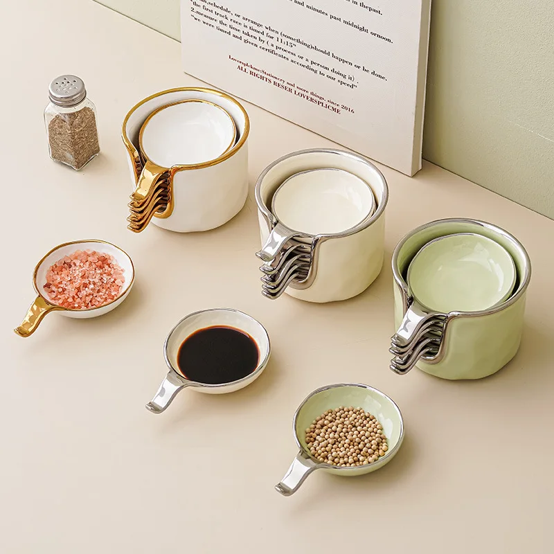 

Ceramic Tableware with Handle, Seasoning Dispenser, Dipping Dish, Household Seasoning Dish Set, Olive Oil Dish, Kitchen Storage