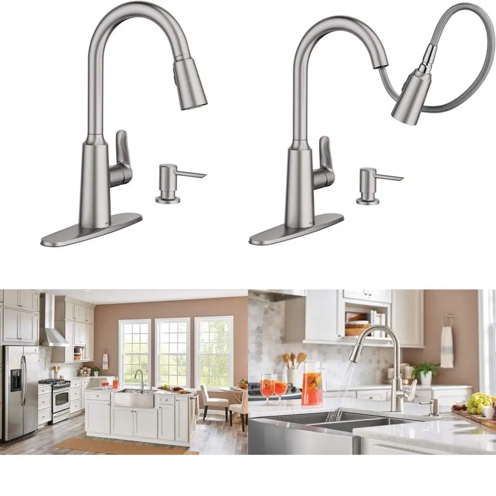 

Pulldown Kitchen Faucet with Deck Mount, 1-Handle, Stainless Steel, Spot Resist, 7.5-Inch Long Tail Keyword
