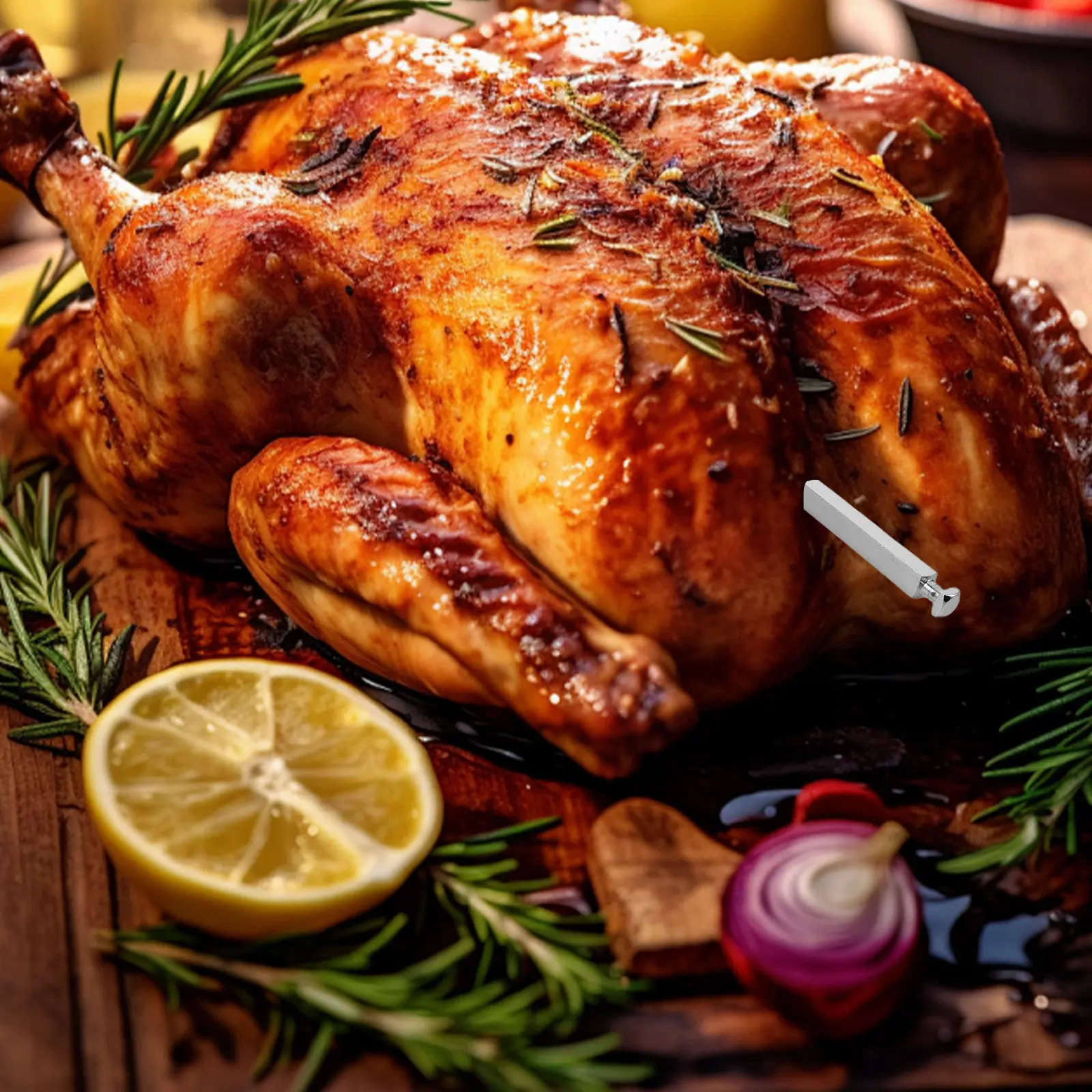 Varilla de repuesto de acero inoxidable para freidora de aire, para asar pollo, pescado y pavo, con horquilla para carne y asador.