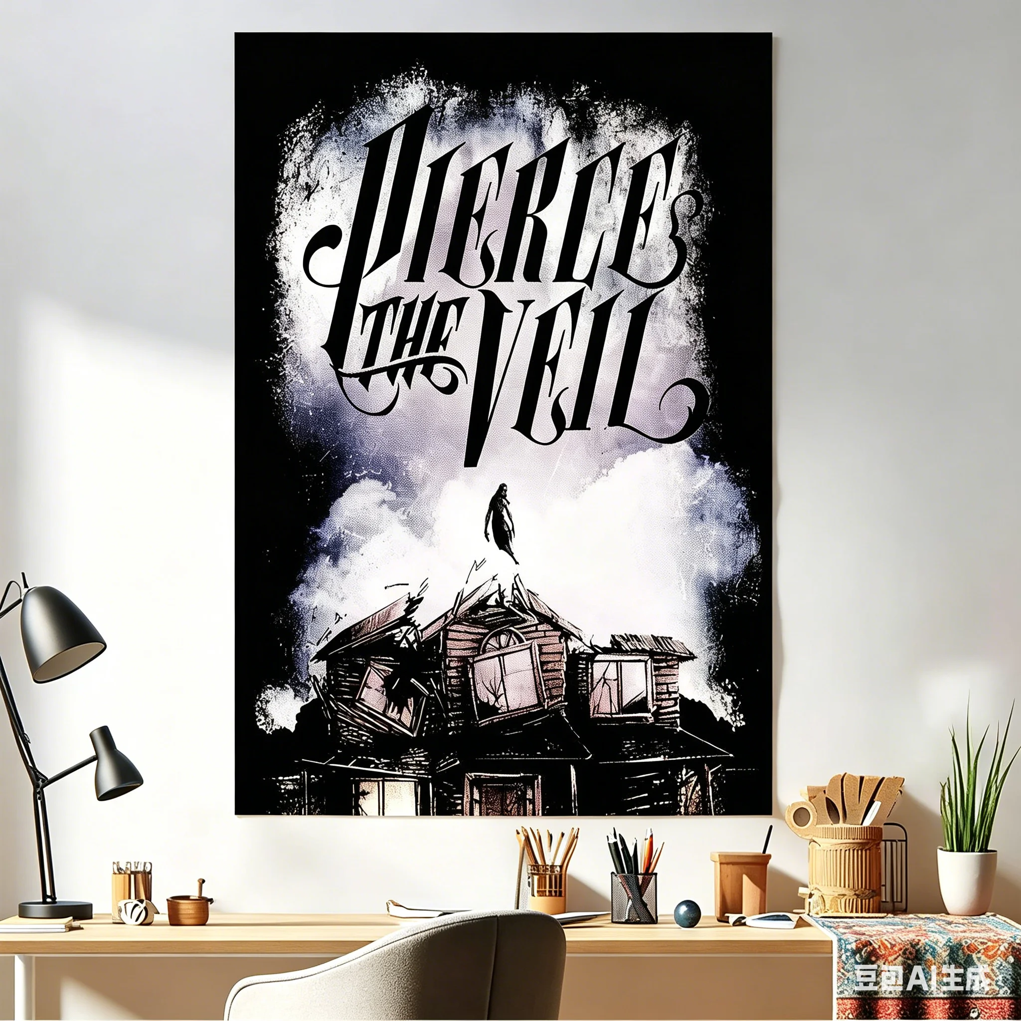 1pc Pierce The Veil Tapestry, Rock Band Wall Hanging, Cool Room Stuff, Polyester 2D Print, Bedroom Stuff, Emo Rock Room Decorati