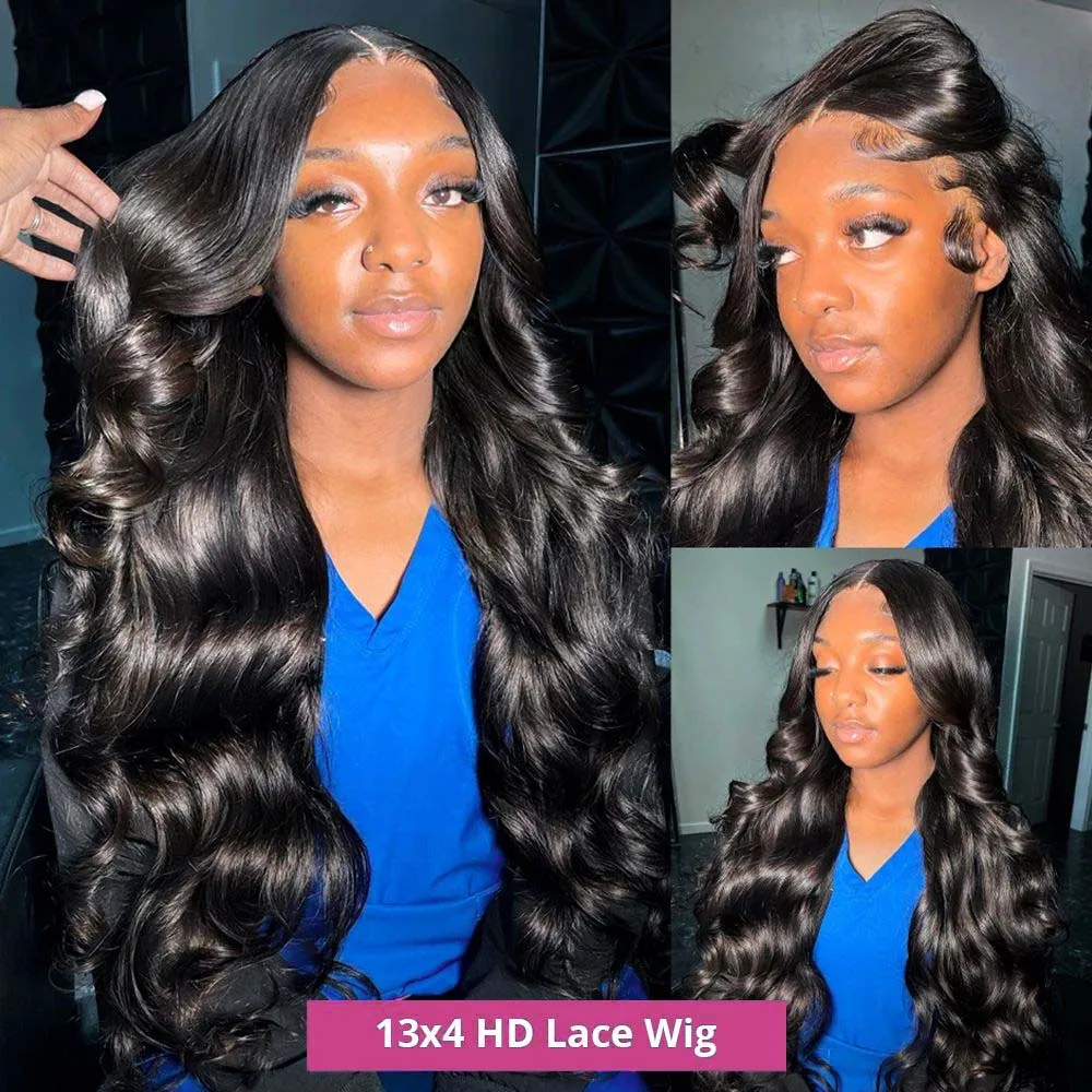 ​Body Wave 13x4 HD Transparent Lace Front Wig Brazilian Human Hair Pre plucked Lace Frontal Wigs For Women Body Wave HD Lace Wig