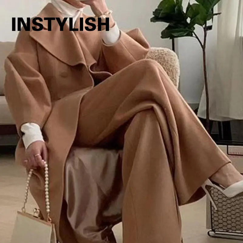 Imagem -06 - Trench Coat Longo Feminino com Manga de Lanterna Cabolsa de Gola Lapela Jaquetas Chiques Vintage Sobretudo Elegante Outwear de Luxo Inverno 2023