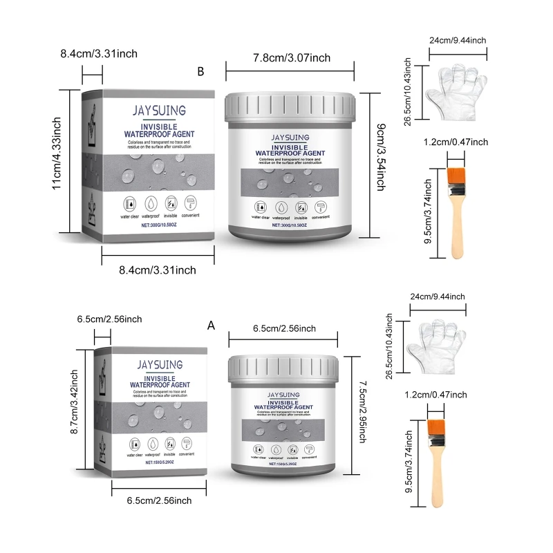 

Clear Waterproof Agent Invisible Waterproof Agent Clear Leakage Resistant Coating Agent with Brush and Disposable Gloves