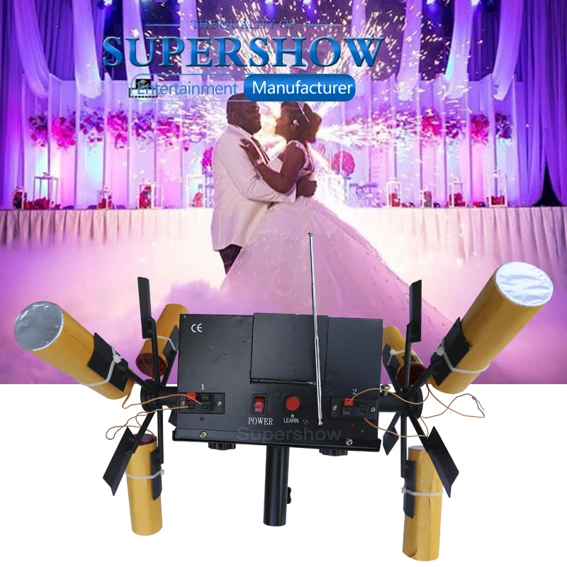 Stage special effects double wheels rotate fountains fireworks machine for wedding celebration