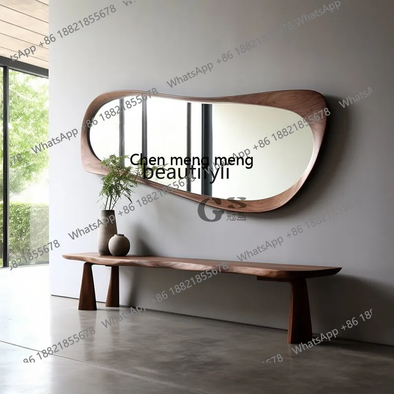 

Retrodressing mirror wall hanging light luxury living room entrance decorative mirror French special-shaped entry fitting mirror