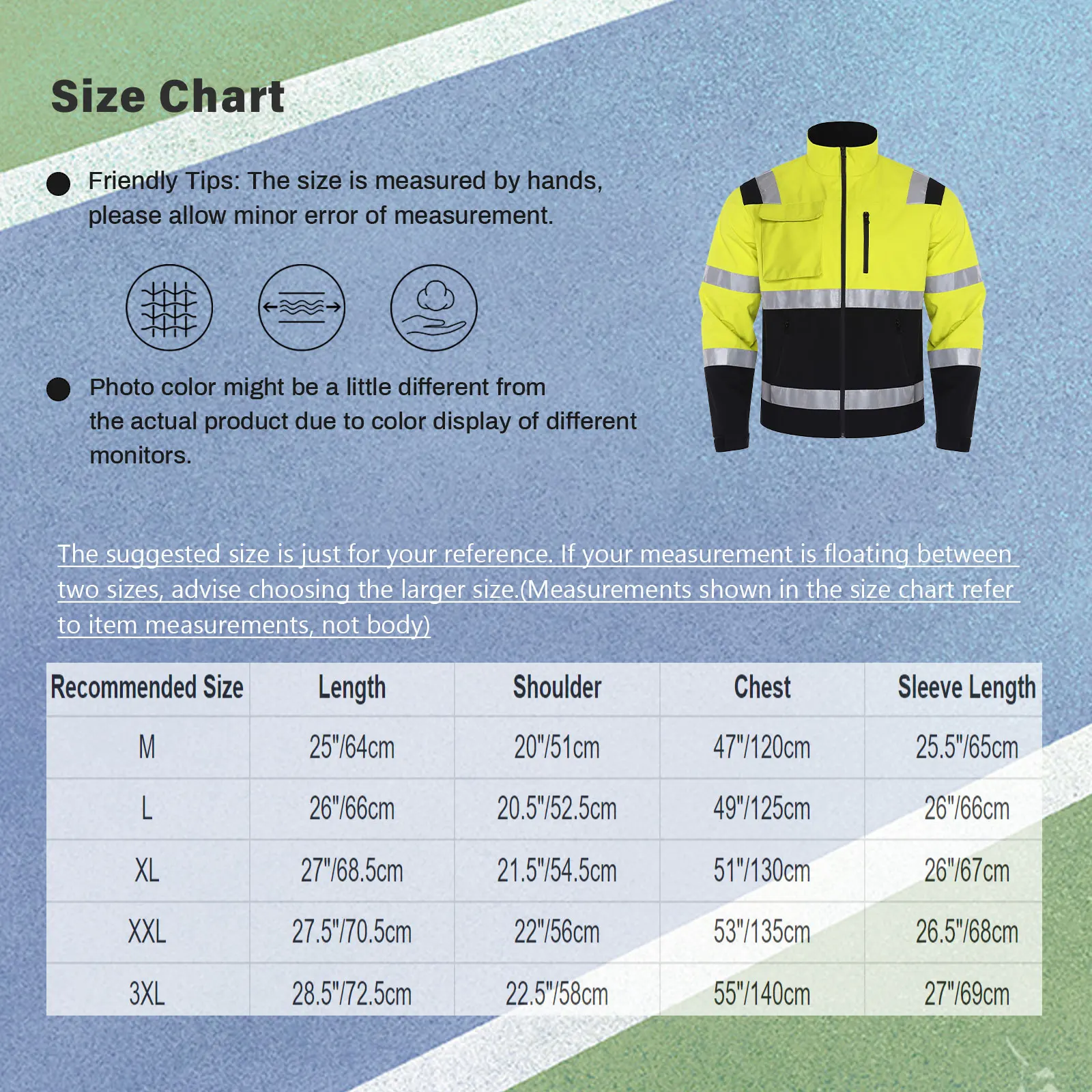الرجال وضوح عالية عاكس قطاع سترة مقاومة للماء ملابس خارجية عمال الوقوف طوق كم طويل سستة معطف مع جيوب