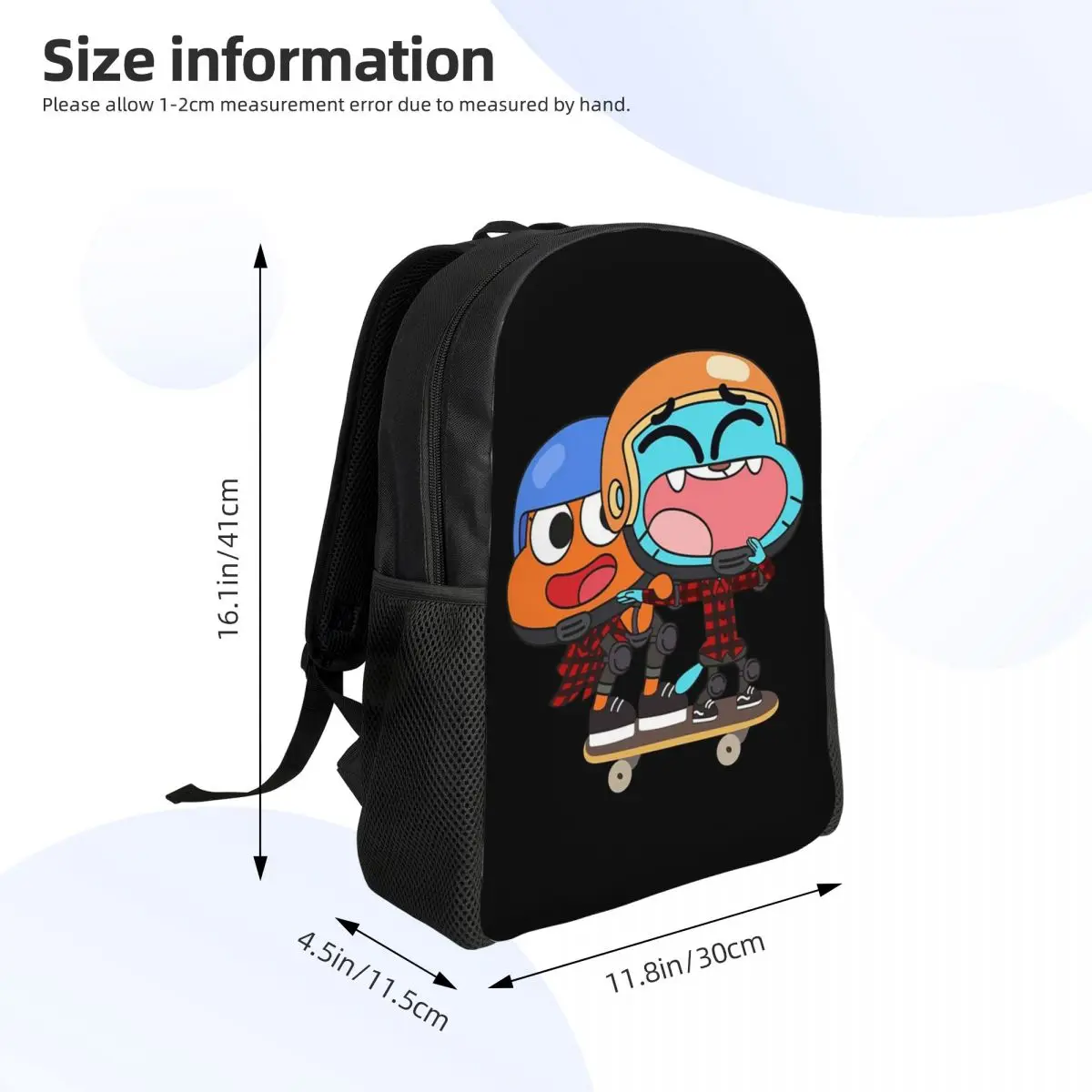 Gumball Darwin Skate Student Backpack School Bag Hiking Travel Daypack for Boys Girls Fashion Bookbag Shoulder Bags