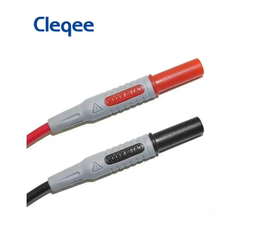 Cleqee P1032 2 шт., двойная штекер типа «банан» с оболочкой 4 мм, тестовый провод мультиметра, медная вилка с двойным концом, кабель из ПВХ, провод 1000 В, 15 А, 100 см
