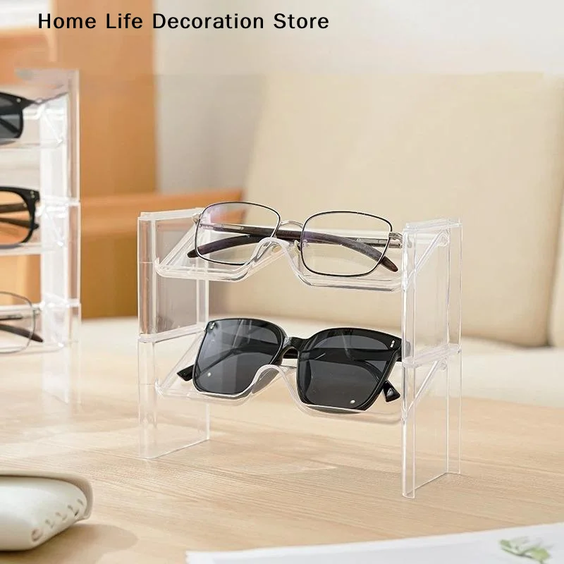 【H】2 Pack Glasses Storage Rack Desktop Counter Sunglasses Display Stand Stacked Glasses Stand Storage Rack