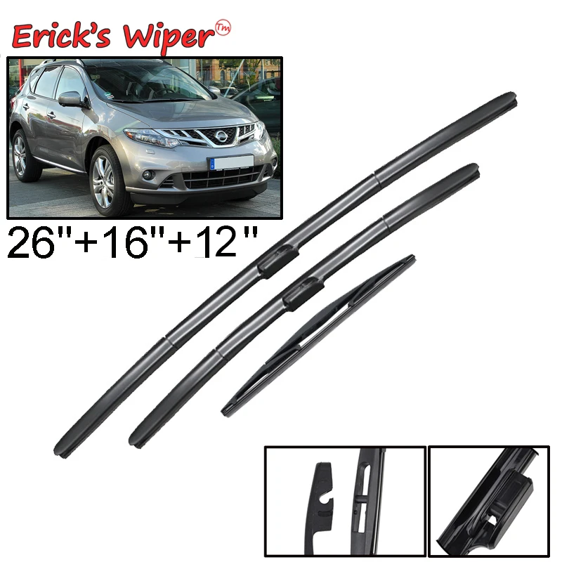 

Erick's Wiper LHD Front & Rear Wiper Blades Set Kit For Nissan Murano MK2 Z51 2008 - 2014 Windshield Windscreen Window 26"16"12"