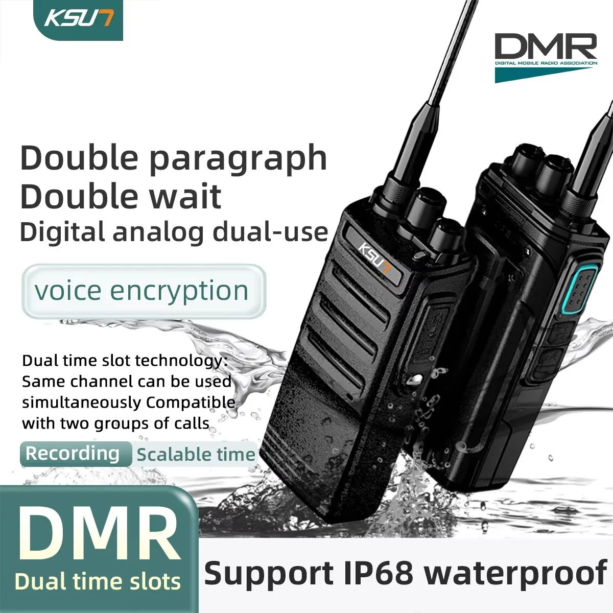 

DMR Walkie Talkie Digital Walkie Talkie Long Range Waterproof Radio Professional Handheld Dual Mode Two Way Radio KSUN DM18UV