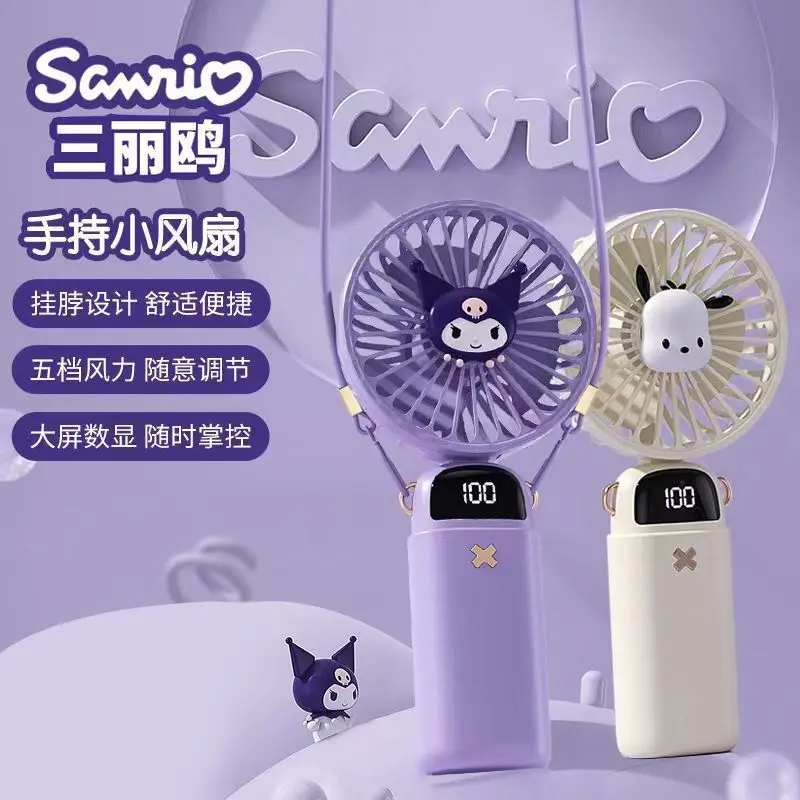Kuromi Girl Cartoon Handheld Small Fan Pochacco Children Anime Popular Portable Fan Office Desk Student Kawaii Usb Charging