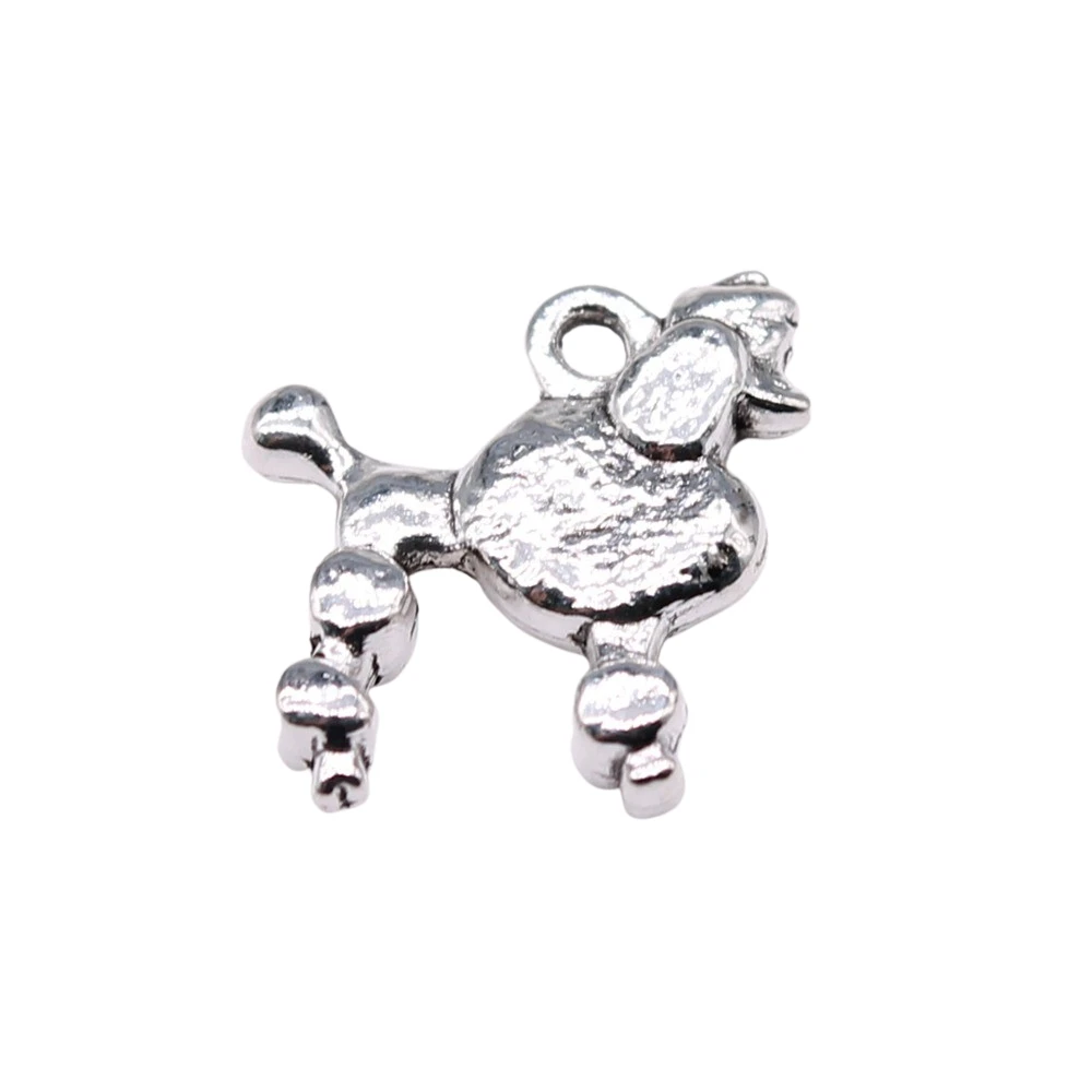 WYSIWYG 20pcs 15x14mm Poodle Dog Charms For Jewelry Making Antique Silver Plated Antique Bronze Color Jewelry Findings