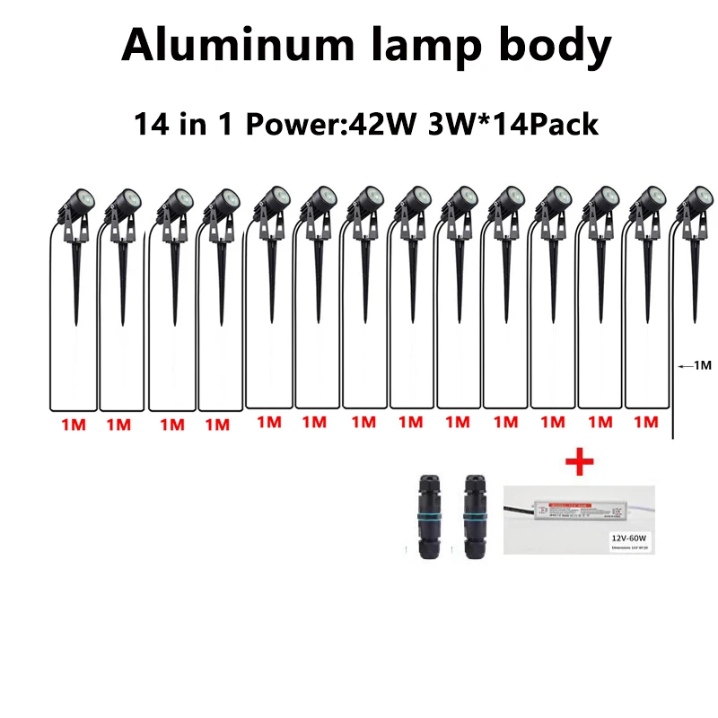 DC12V LED Garden Underground Light with Built-in Transformer, 1m Pre-connected Waterproof Wiring, IP67 Waterproof Recessed Spot