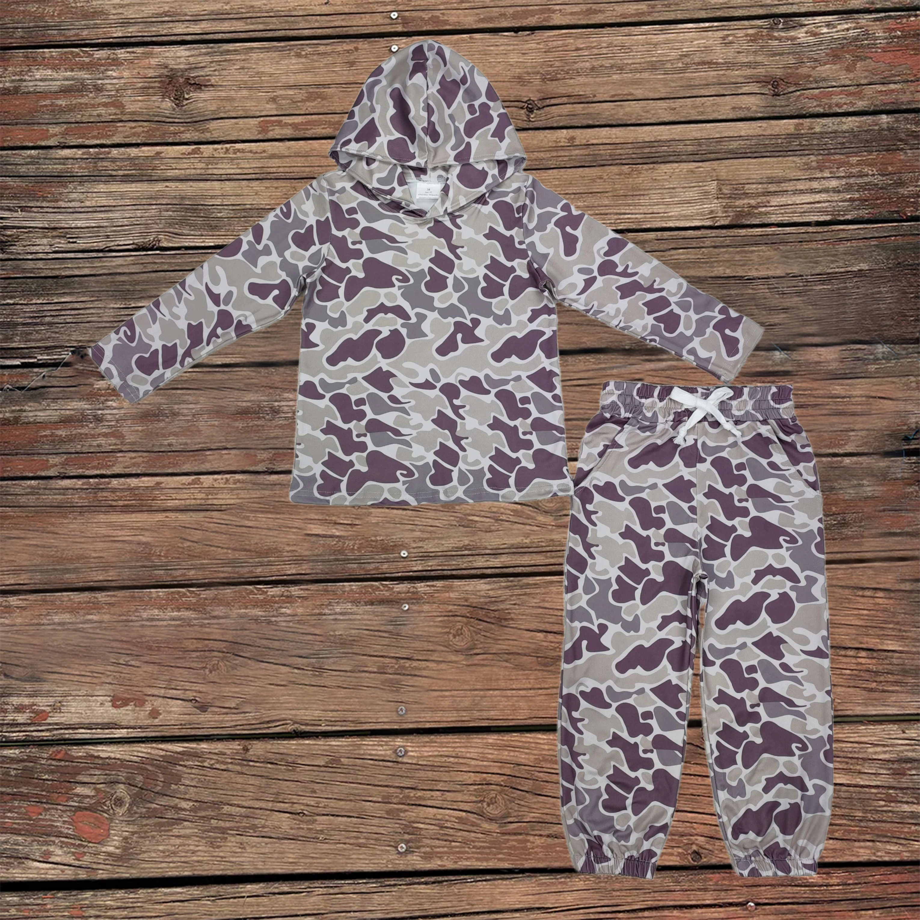 

Wholesale Baby Boy Kids Camo Outfit Toddler Long Sleeves Hoodie Shirt Pullover Pockets Pants Children Infant Hooded Set Clothing