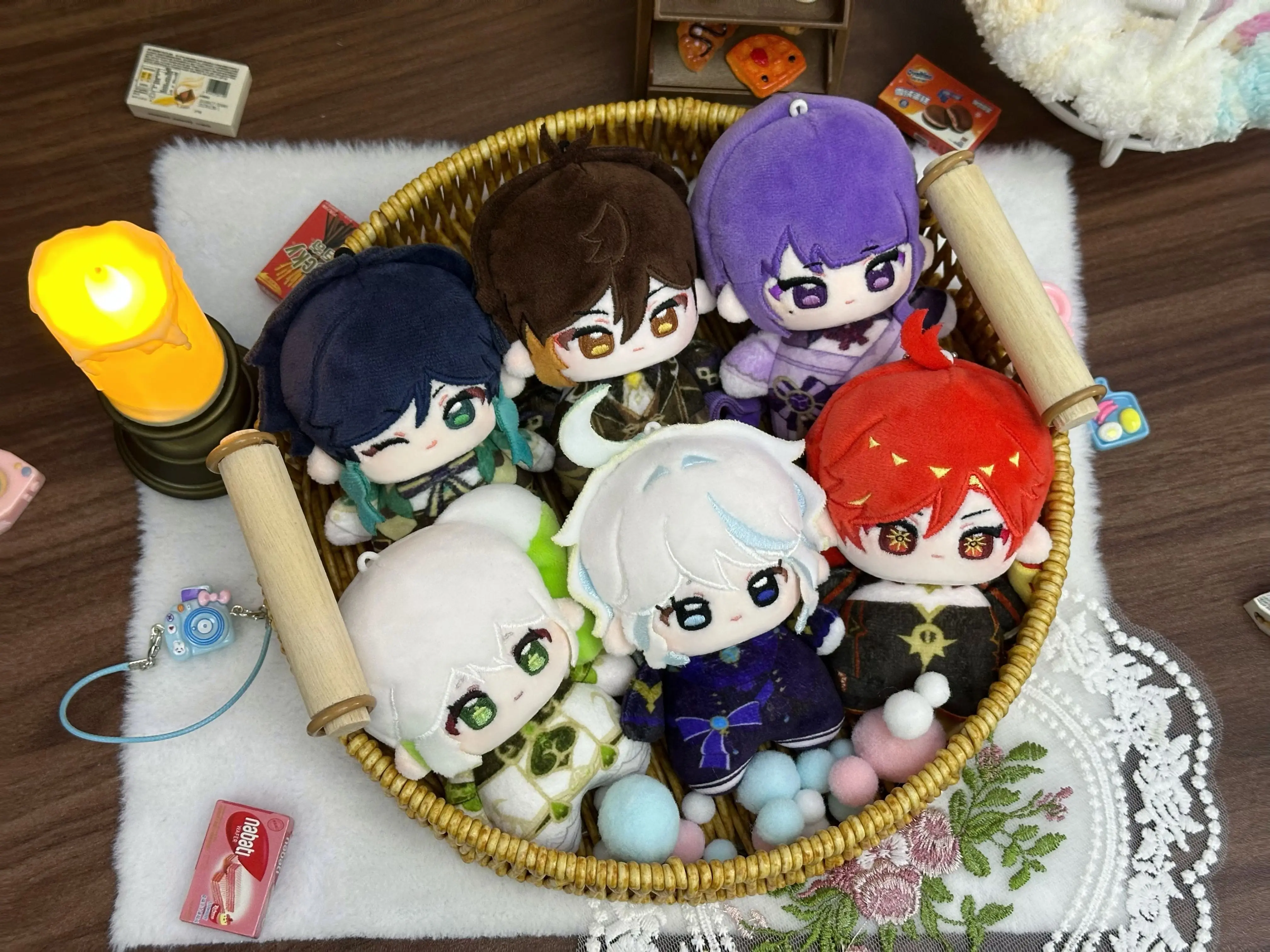 Genshin Impact Cute Keychains, Plush Toys, Cotton Dolls, Grass God, Water God, Wind God, Fire God, Thunder God, Rock God