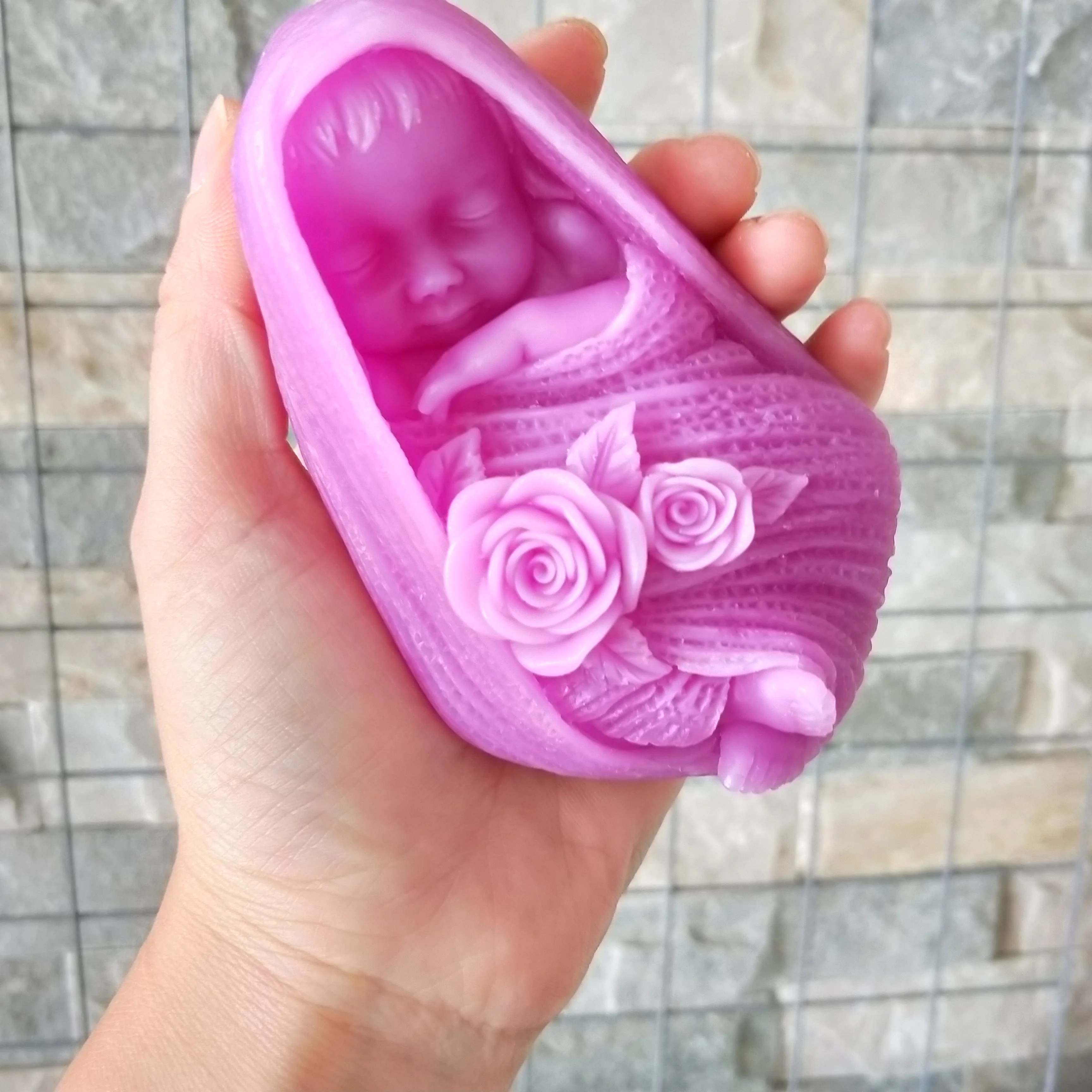 

Baby Mold Silicone Rose Baby Soap Molds Gypsum Chocolate Candle Mold Clay Resin Fondant Mould Flower TS0075 PRZY Silicone