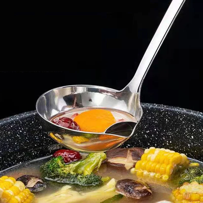 Stainless Steel Colander Spoon Soup Colander Kitchen Soup Gravy Oil Soup Fat Separator Ladles Skimmer Spoon Soup Colander