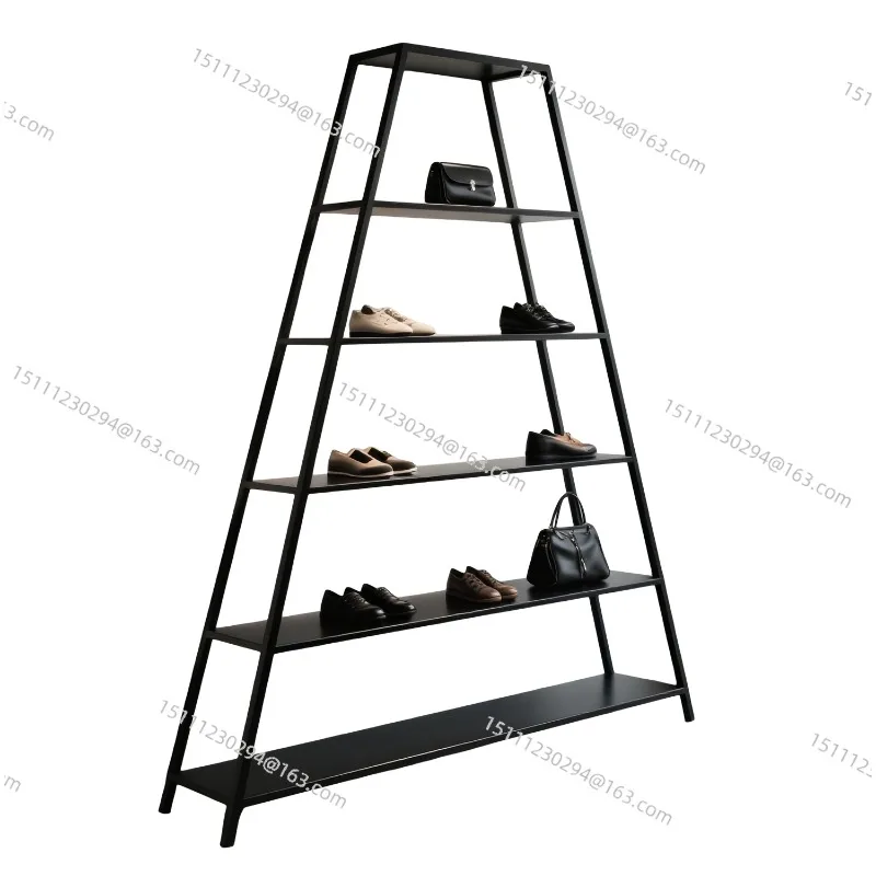 

Clothing store shoes and bags display rack wrought iron paint shelf wall multi-layer shoe rack display live display